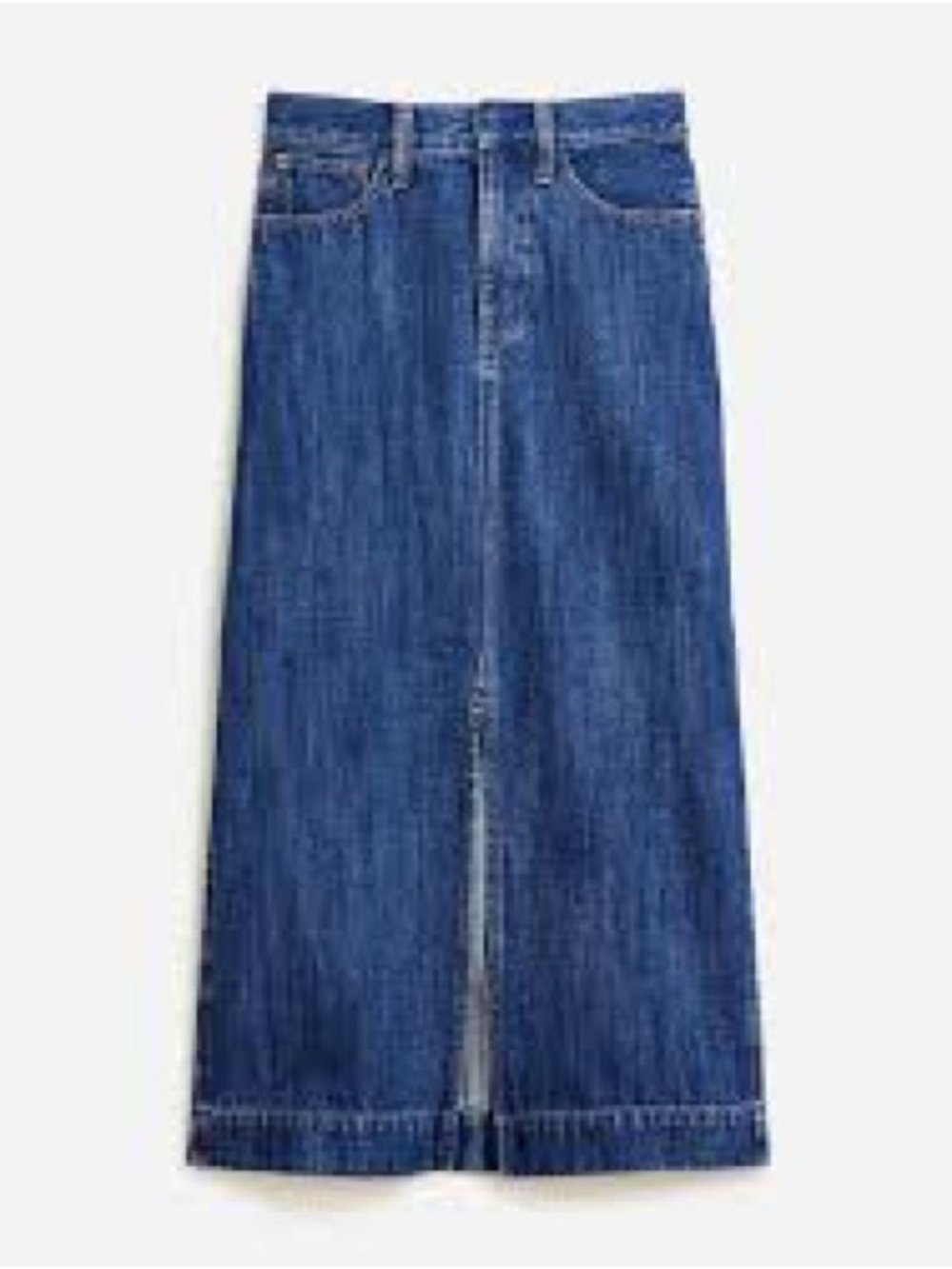 NWT J. Crew Blue Denim Midi Skirt with Front Slit. Size 8